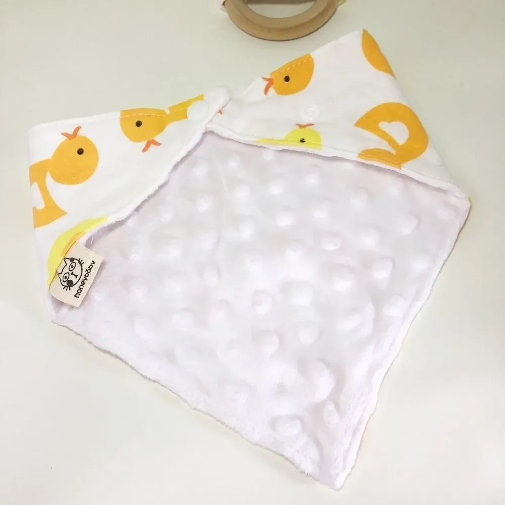 HONEY BABY Bib + Wooden Bunny Toy Duck Printed Gift Set